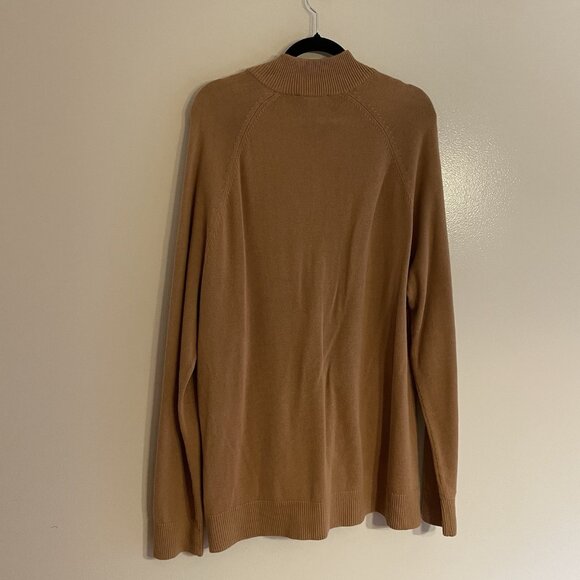 Express Men Sz XL Camel Brown Long Sleeve Full Zip Front Mock Neck Sweater - Picture 9 of 9
